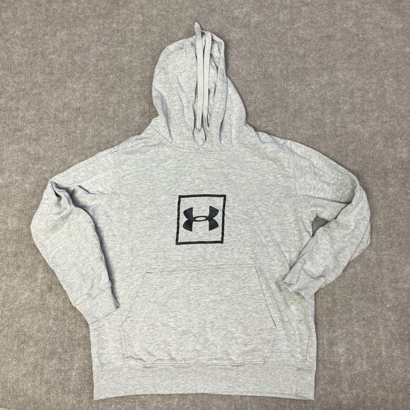 Under‎ Armour Hoodie Mens Small Gray Pullover Fleece Athletic Loose Center Logo - Picture 1 of 6